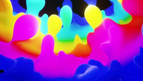 animación abstracta suave de color arco iris de gradiente líquido en 4k. superficie de pintura mate brillante como fondo festivo en bucle abstracto. brilla en líquido viscoso con salpicaduras 3d en la superficie como gotas.