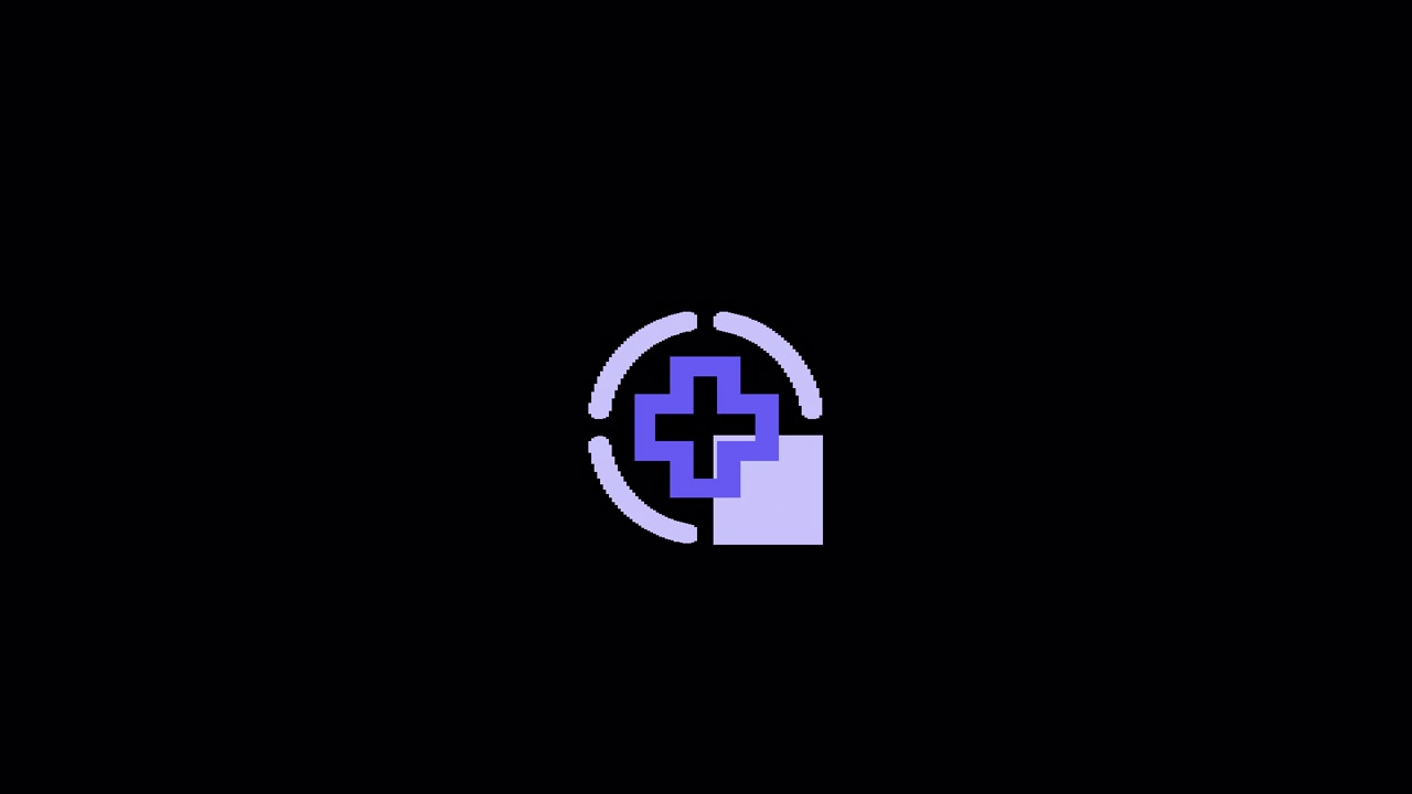 Animated Medical Cross Icon with Rotating Circular Loading Element