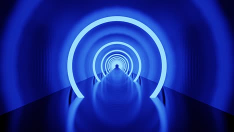 blue led and neon tunnel with rings and mirrored background vj loop