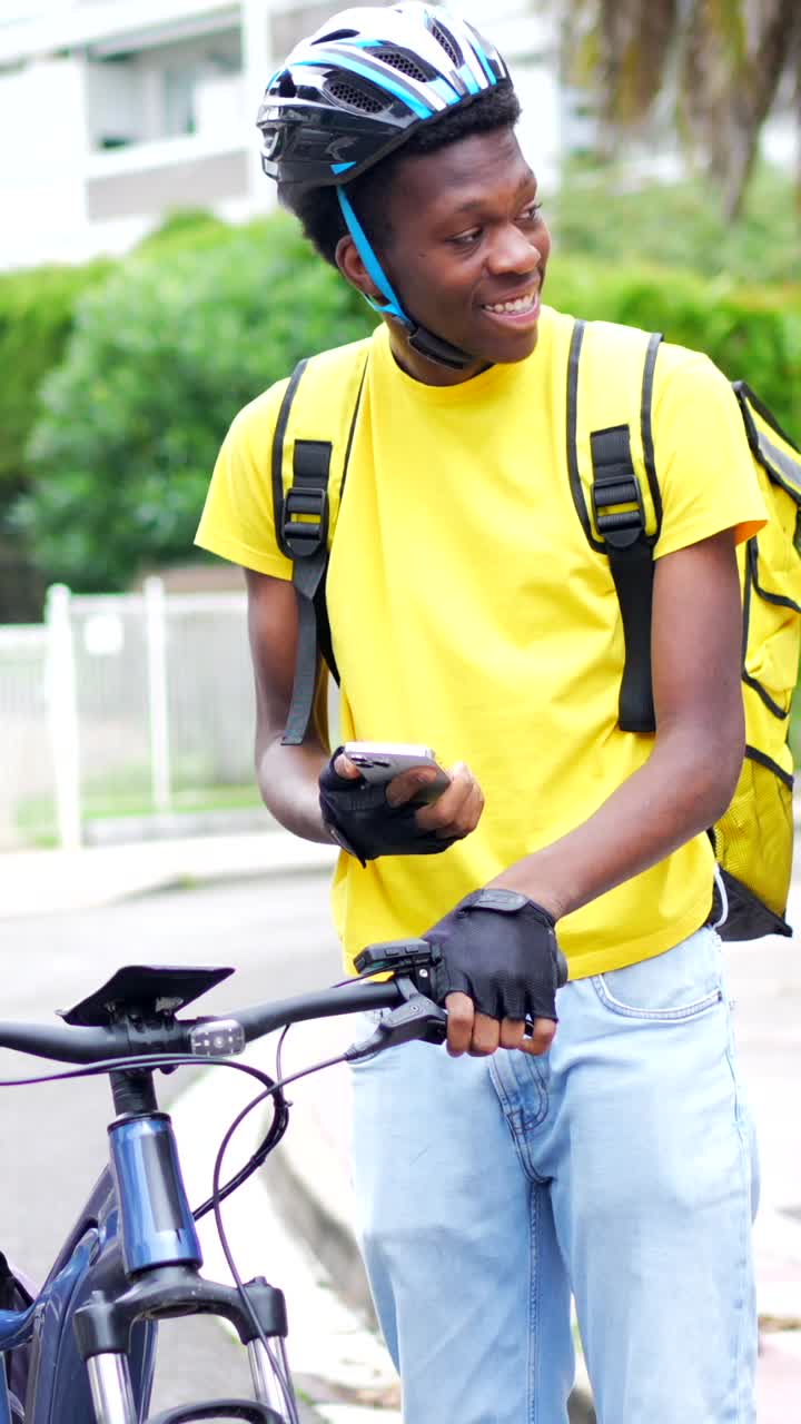 Delivery person with bicycle