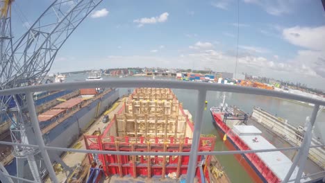 vessel lifted out of the water into a drydock