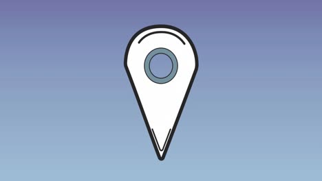 animation of location pin icon against copy space on blue gradient background