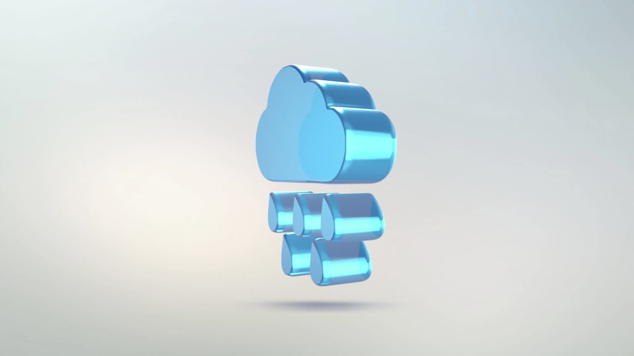 날씨 예보 아이콘: 투명한 유리 구름, 회전 상징: 알파 채널과 함께 구름과 비.