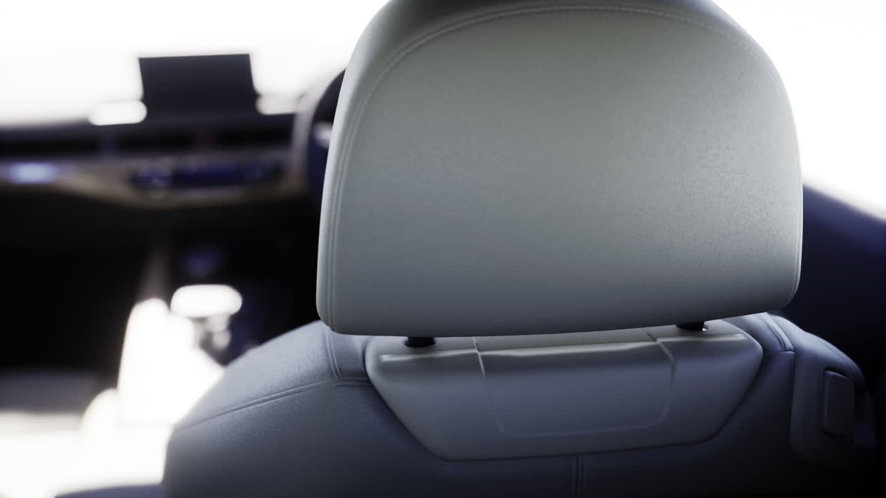 Luxury car interior showcasing headrest design for passenger comfort and style