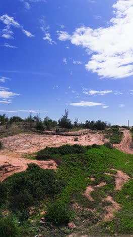 aerial view pan of the farm in lam dong