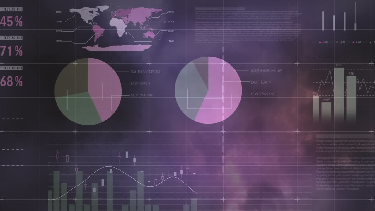 animación del procesamiento de estadísticas sobre nubes y cielo