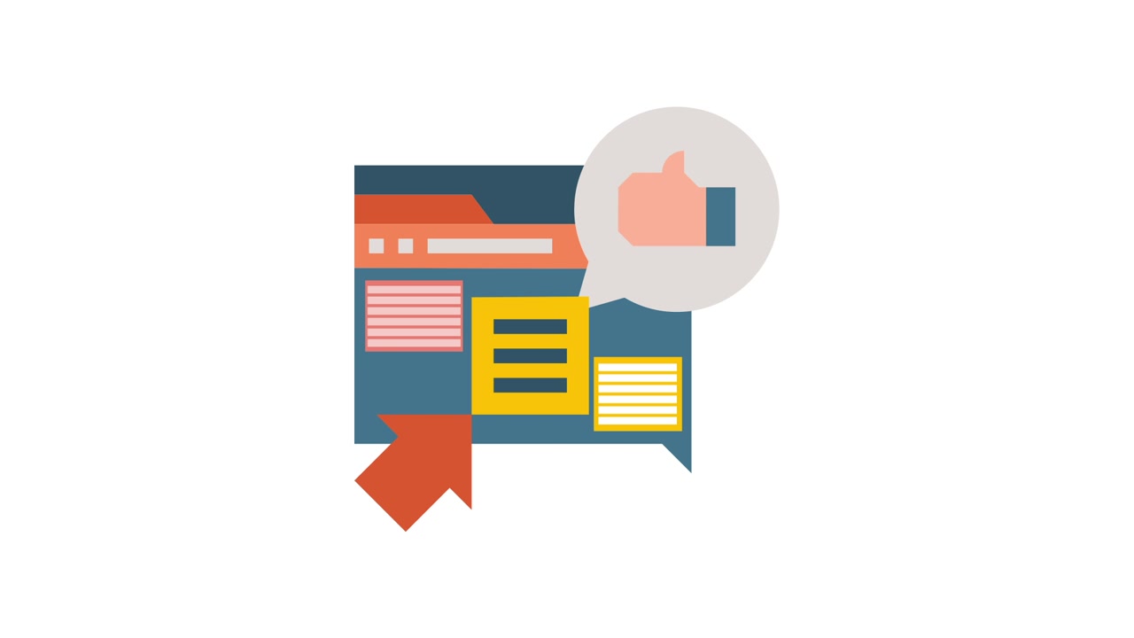 Animated Web Browser Interface with Cursor Click and Thumbs Up Feedback