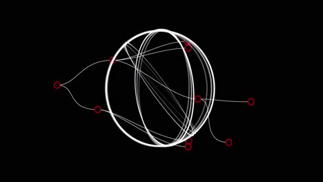 animación de conexiones y círculos en movimiento sobre fondo negro