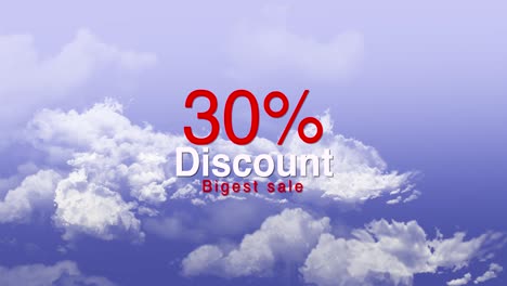 30 persent discount blue moving cloudes