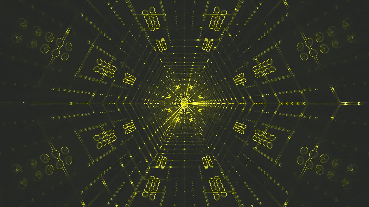 Colorful and dynamic patterns pulse and shift in a seamless loop, creating an engaging visual experience perfect for screensavers. Vibrant neon elements flash rhythmically, captivating the viewer