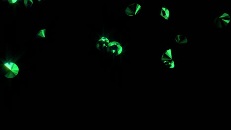 green emeralds falling with a bright shine