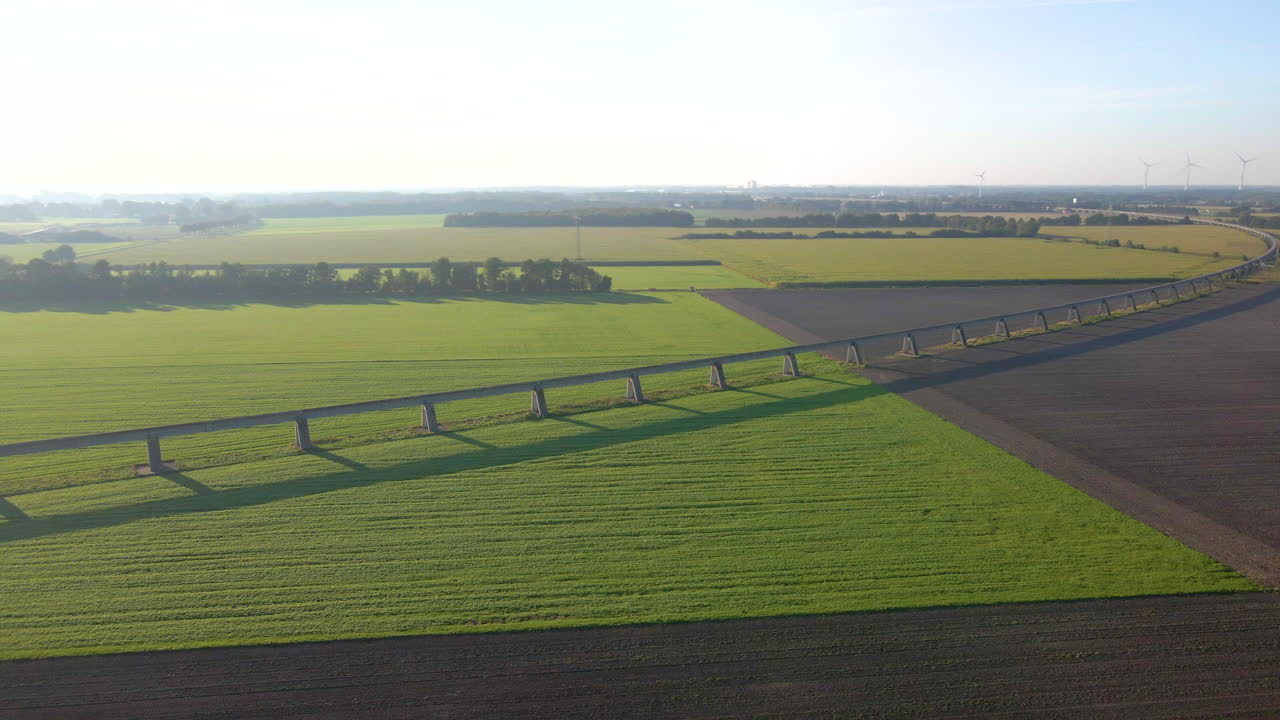 Luftfoto af Emsland Transrapid Testbanen i Lathen, Tyskland – droneoptagelse