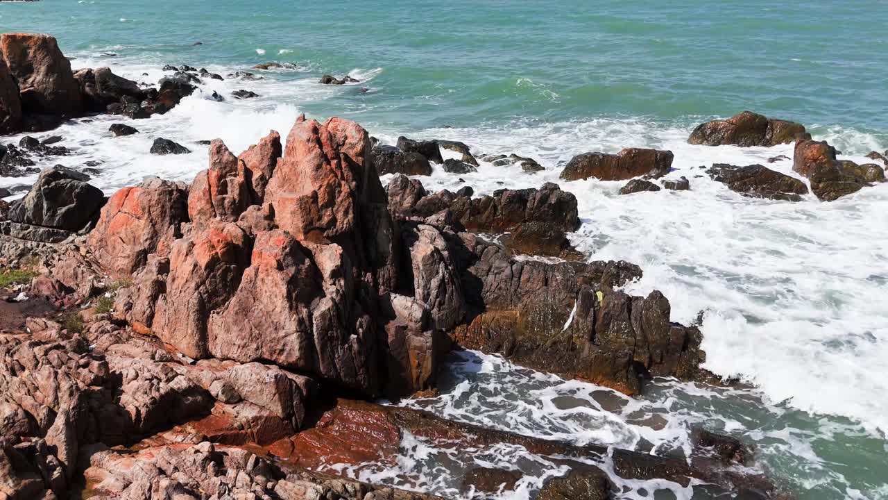 Aerial View Pan of the Sea in Lam Dong