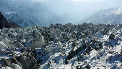 rocky icy massif at raikot glacier on nanga parbat's north flank in northern pakistan