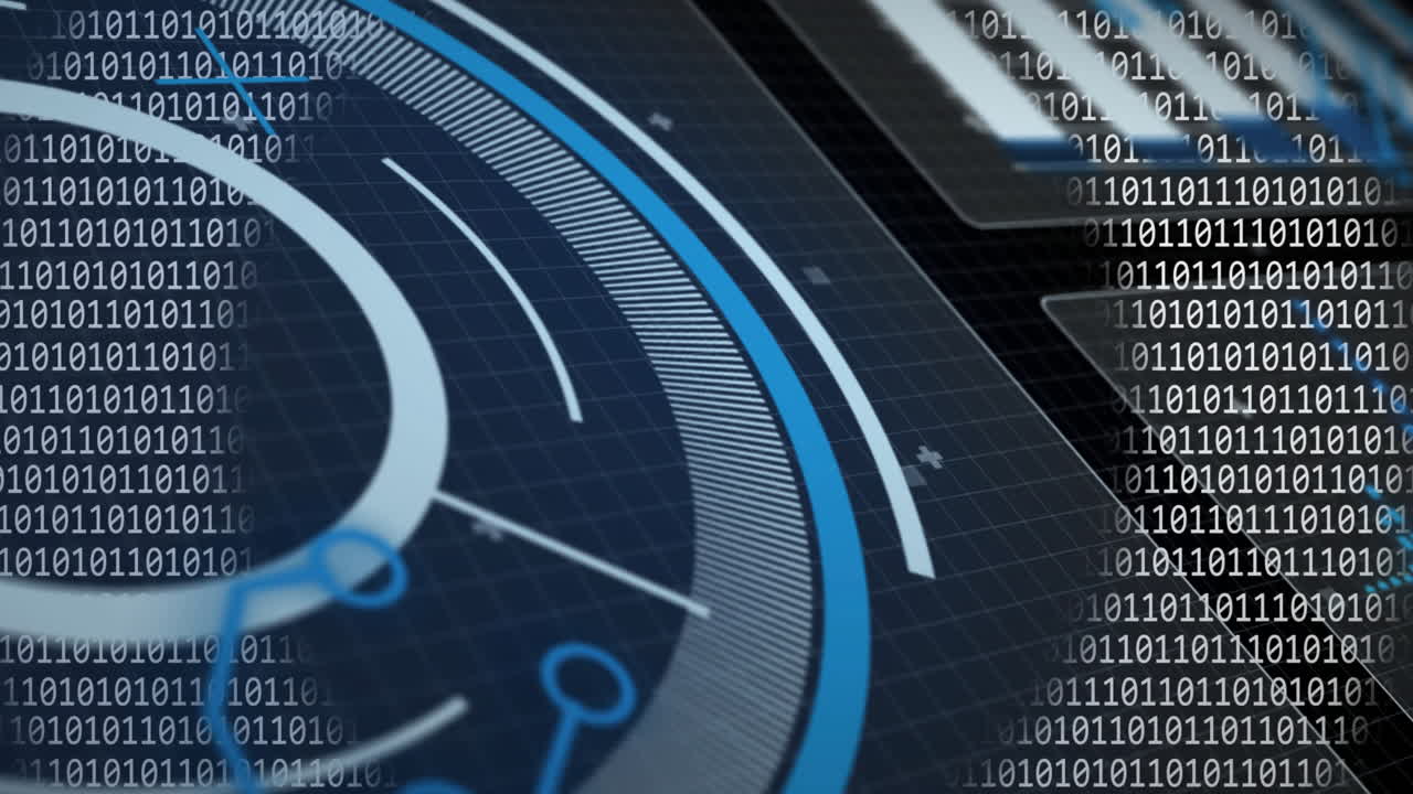 animación de escaneo de alcance y diagramas en fondo negro