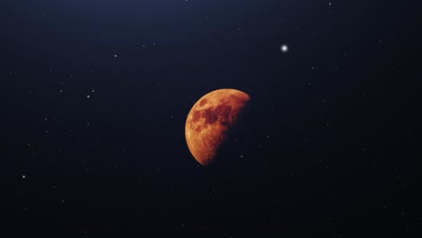 luna roja en la oscuridad del espacio