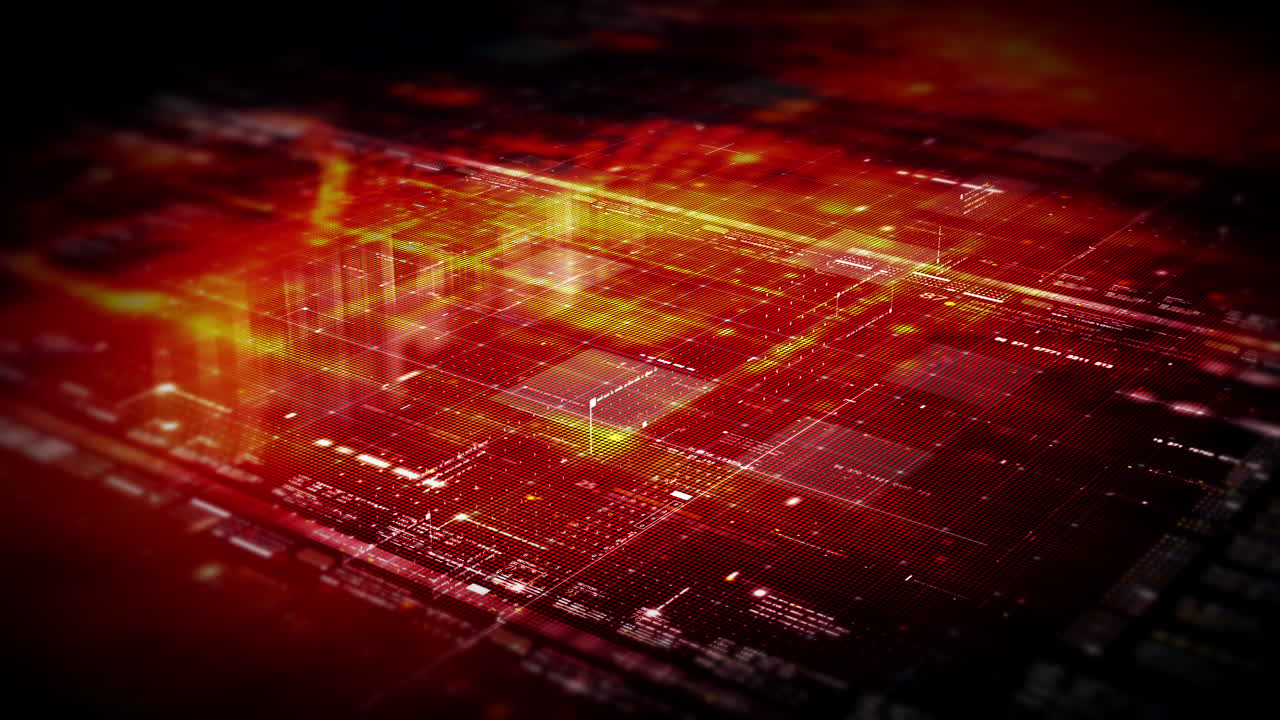 헤드업 디스플레이 배경을 위해 사이버 공간 환경에서 입자 시뮬레이션을 사용하여 미래 지향적인 추상 디포커스 흐르는 데이터 매트릭스, 메타, 메타버스, 원격 측정 및 암호화 숫자 디스플레이