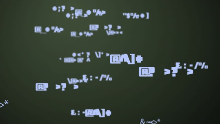Animation of data processing over black background