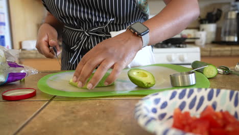 Dicing-avocado-halves-for-a-chopped-Italian-salad---ANTIPASTO-SALAD-SERIES