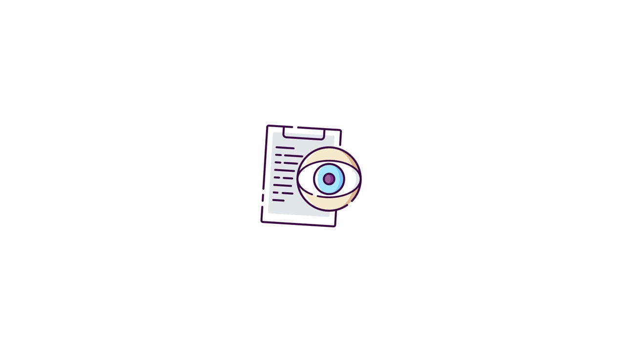 Animeret øjeikon der scanner et dokument til dataanalyse