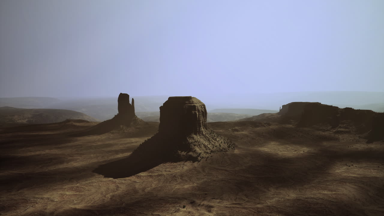 Desert Landscape with Monument Valley-like rock formations