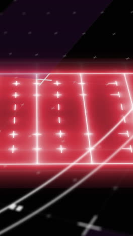 animación de campo deportivo de color rojo neón y marcadores