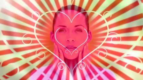 portrait of woman in animated hearts