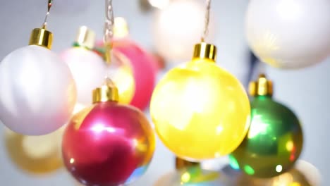 close up of colorful christmas ornaments