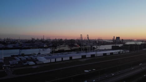 Aerial-View-Of-The-Maasvlakte-Harbour-And-Brielse-Meer-In-Rotterdam,-Netherlands