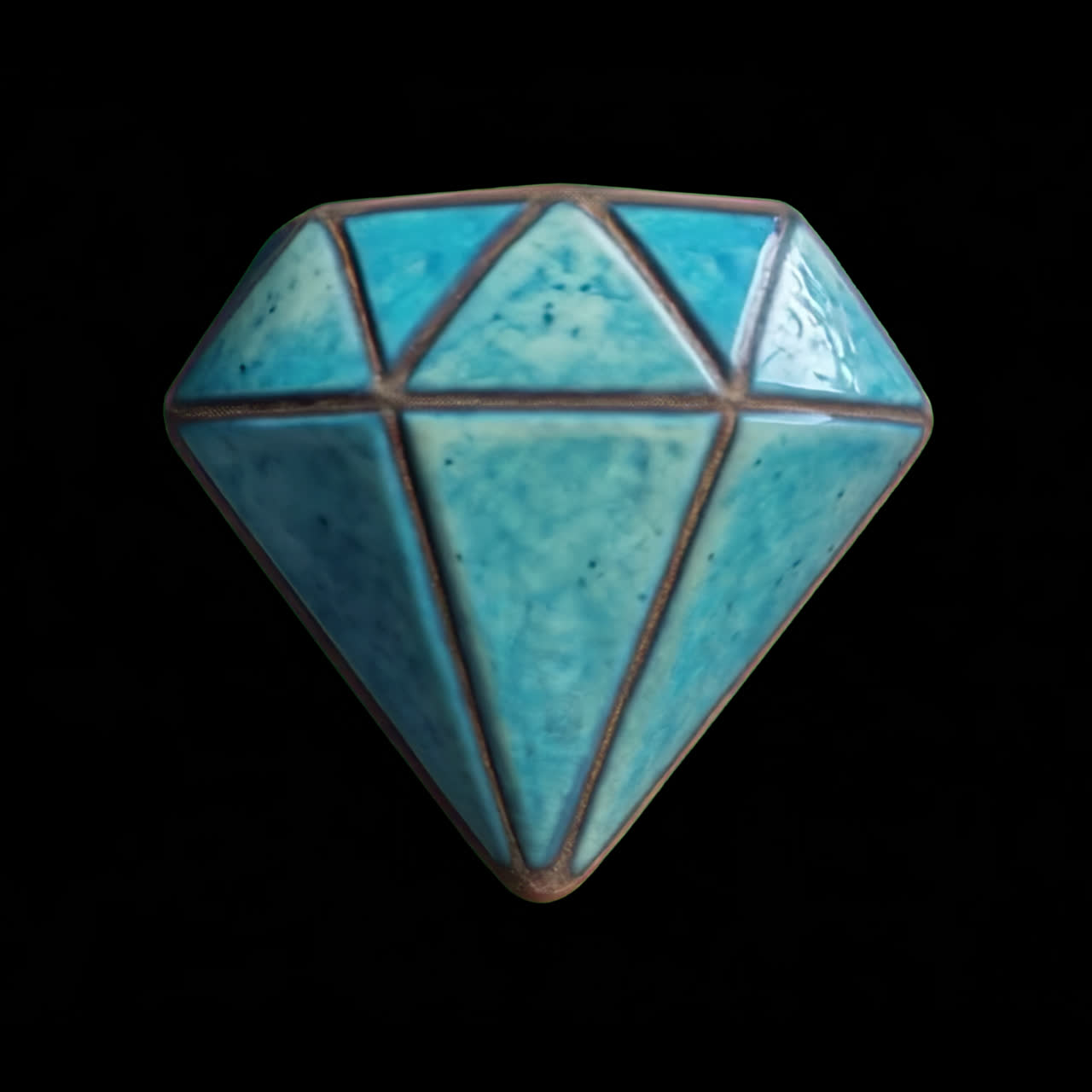 Animazione di un diamante blu in ceramica, risorsa isolata, video 4K trasparente, canale alfa, ProRes 4444.
