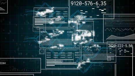 animación de redes de conexiones con iconos y procesamiento de datos
