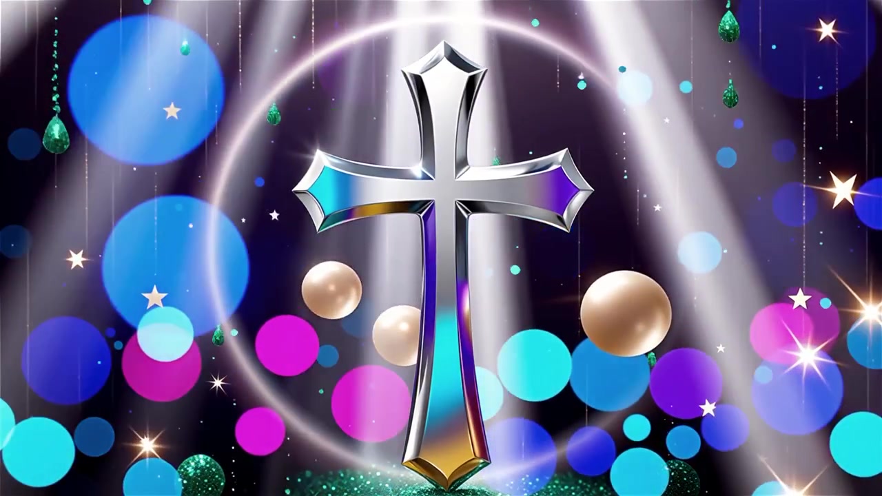 Cruz Cristiana con Luz Celestial, Fondo para Adoración.