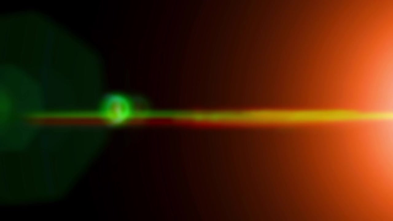 Flare Dinamici con Transizioni di Luce Verde, Arancione e Blu