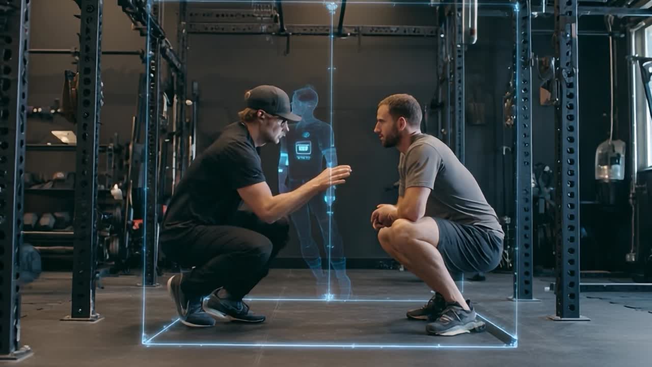 Fitness training session using augmented reality in a gym environment