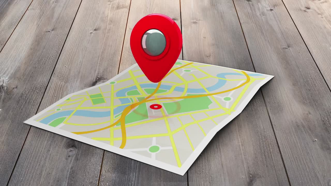 marcador rojo que apunta a un mapa de una ciudad