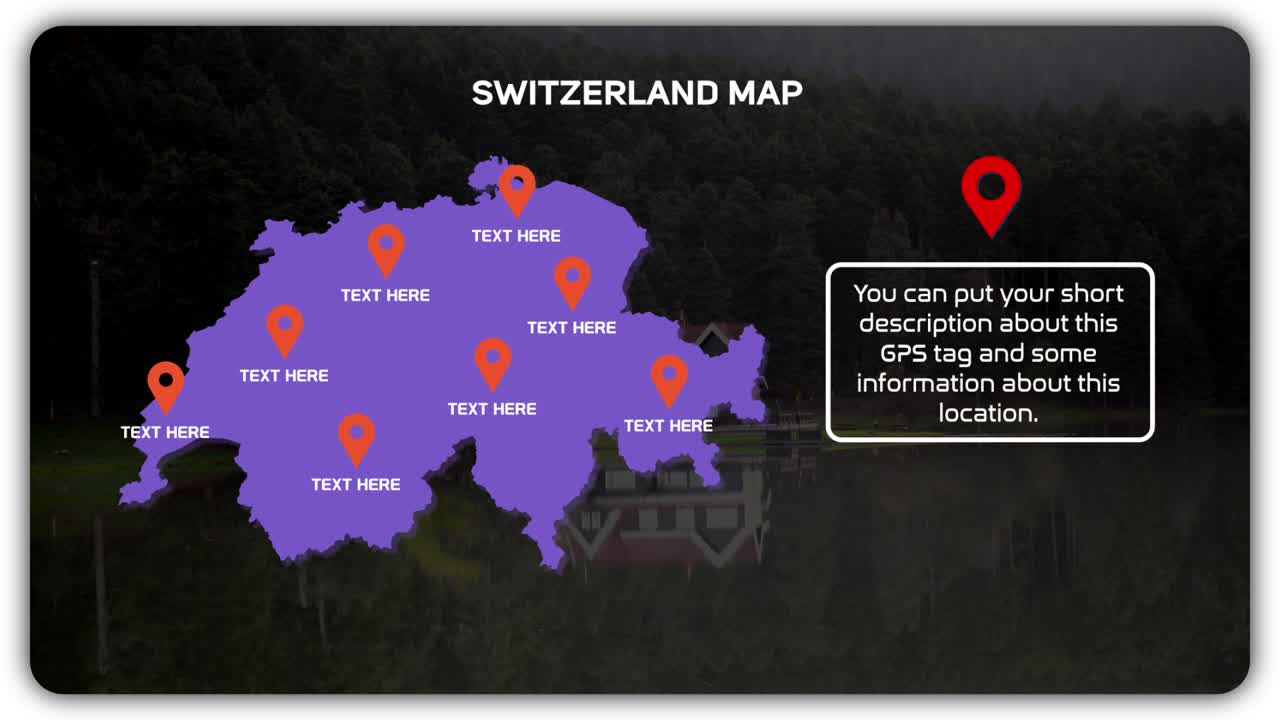 Maps of Iceland, Netherlands and Russia with Lake and House