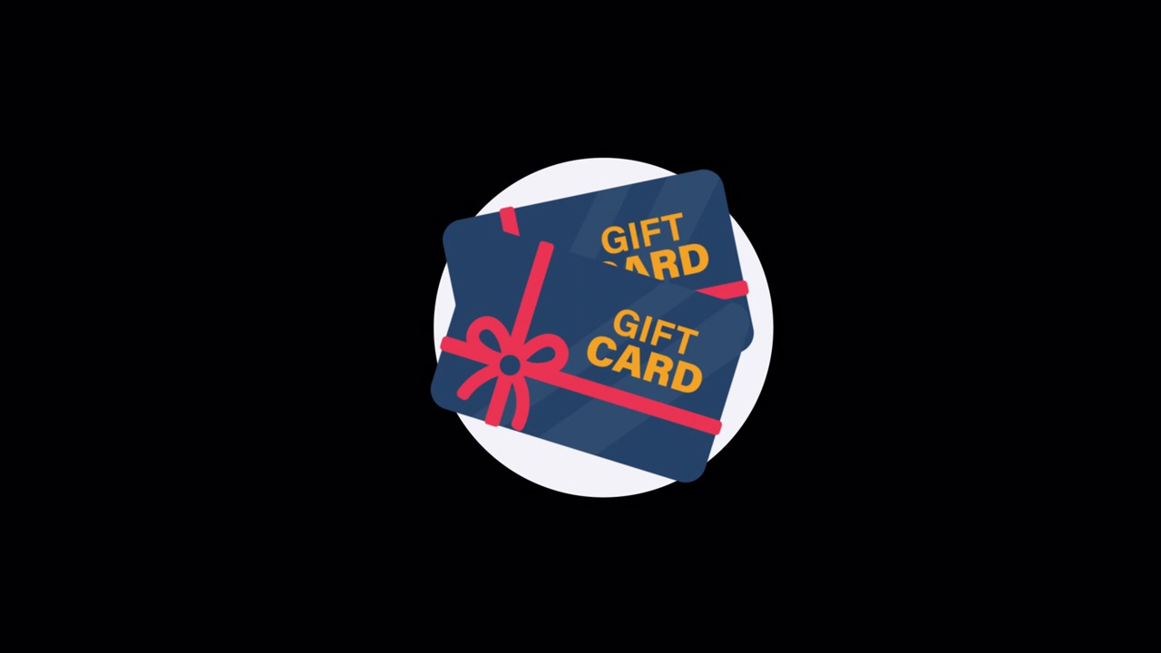 Illustrazione animata di carte regalo che appaiono e scompaiono