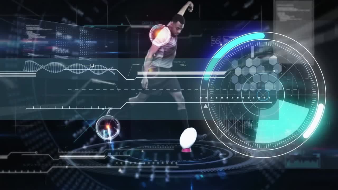 Animation of rugby player with scope scanning and data processing
