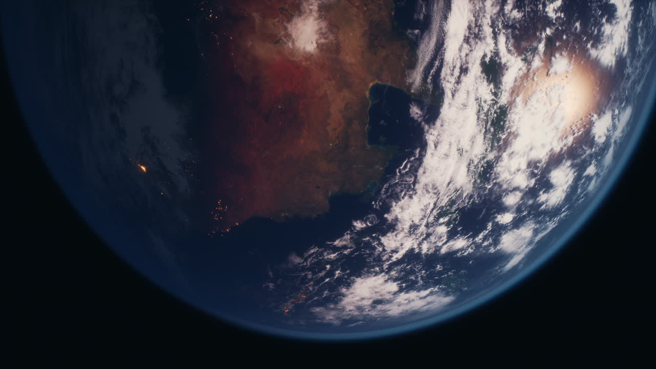 planeta tierra visto desde el espacio por la noche mostrando las luces de los países