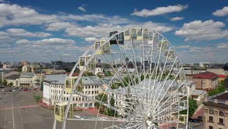 aerial view of lviv cityscape with ferris wheel