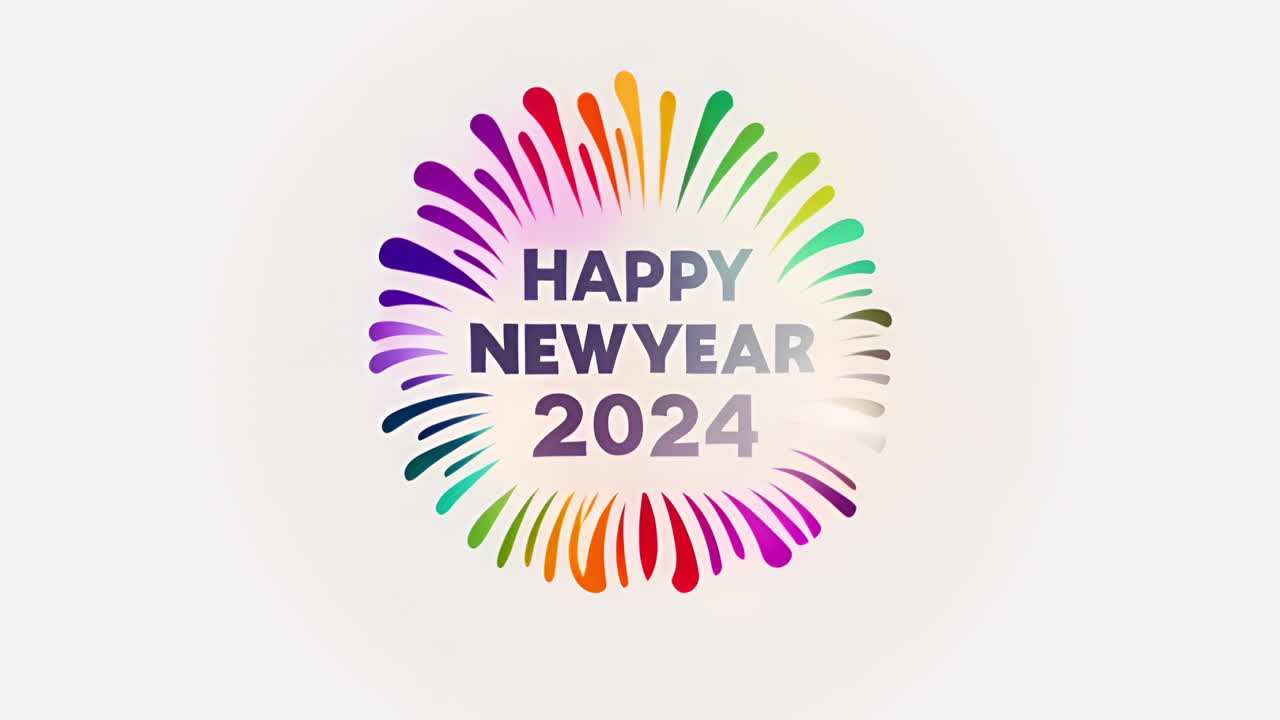 Happy New Year 2024 Celebration with Colorful Abstract Design