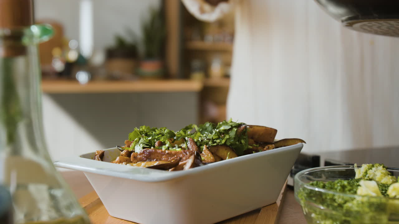 Cooking Delicious Roasted Potatoes and Eggplant