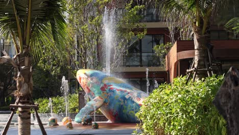 art installation near a water feature