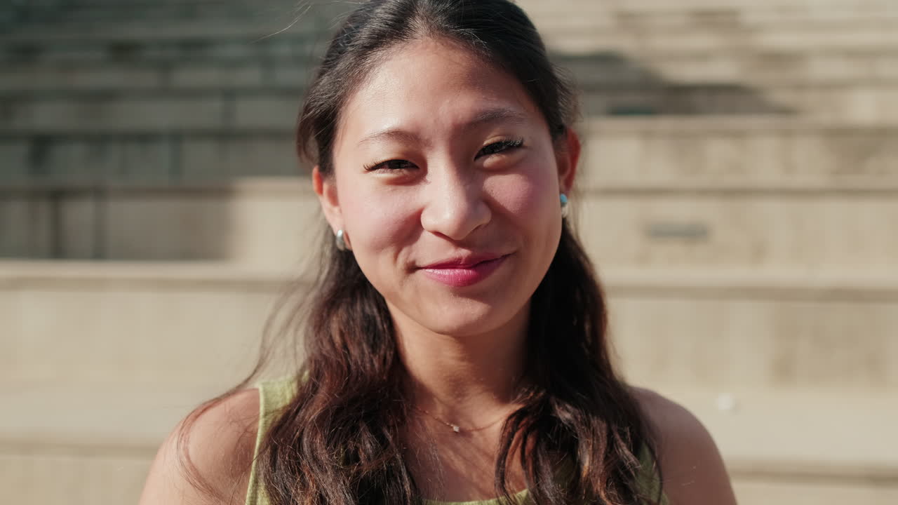 Close up of Asian girl with a notebook, cute girl in the school, university or