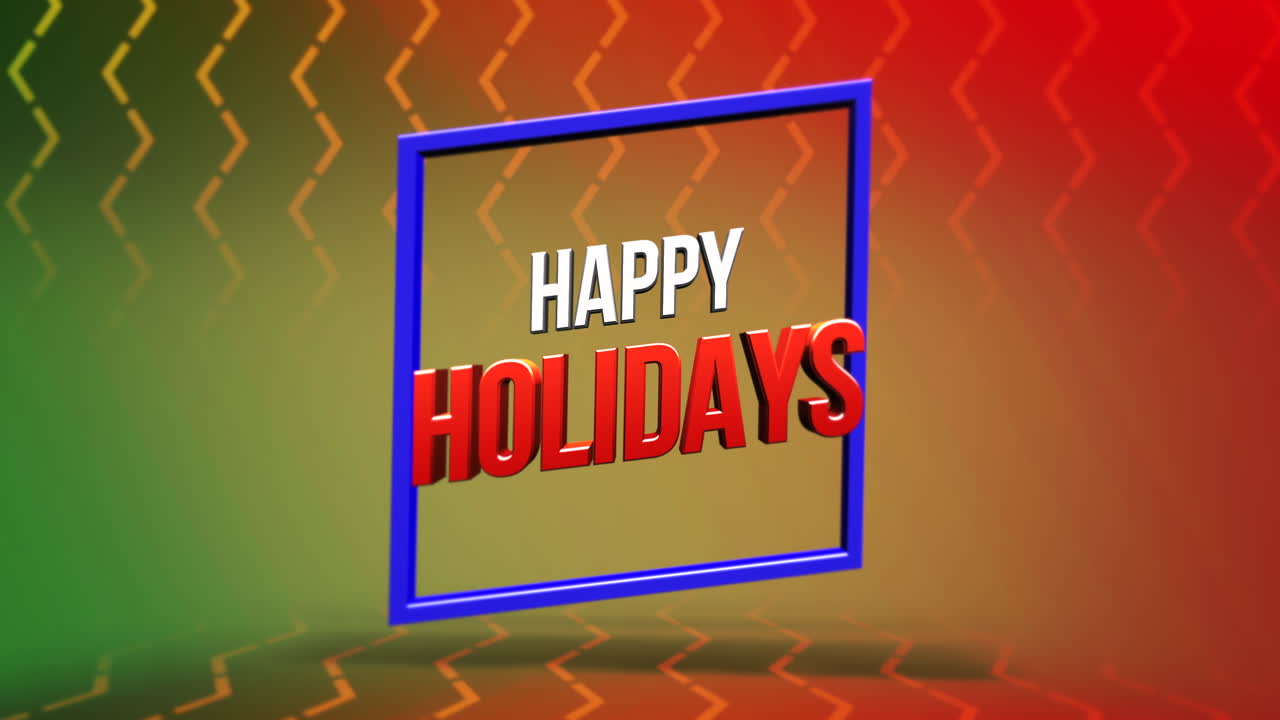 다채로운 지그재그 기하학적 그라데이션에 대한 현대 해피 홀리데이 텍스트