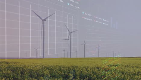 Animation-of-financial-data-processing-over-wind-turbines