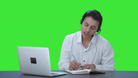 Angry-Indian-call-center-employee-shouting-on-caller-Green-screen