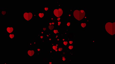 corazones animados avanzando sobre fondo negro