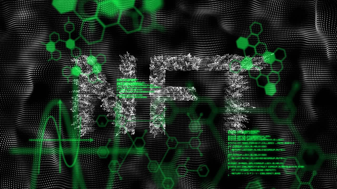 animación del texto nft sobre el procesamiento de datos