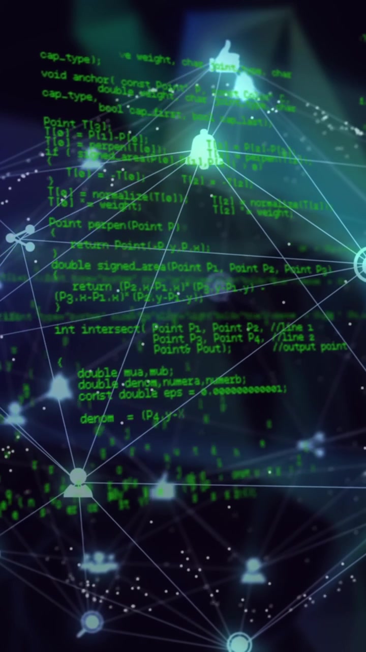Animation of globe with network of connections and data processing